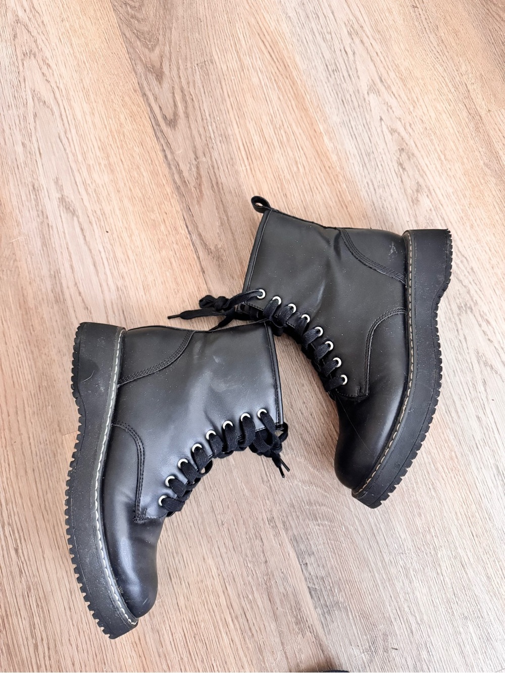 Madden Girl Black Combat Moto Boots - Picture 3 of 4
